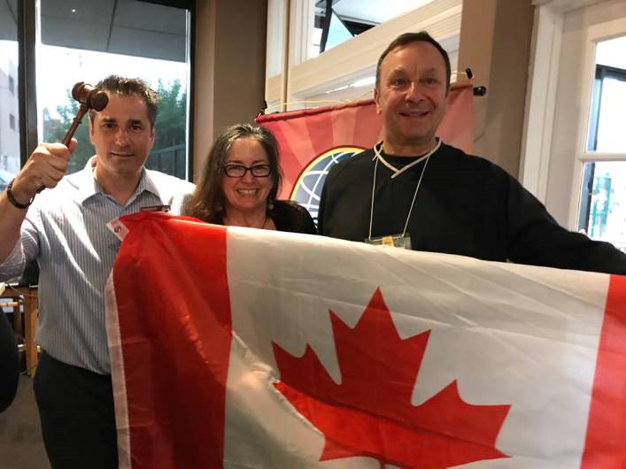 Members of the Early Risers Toastmasters club in Saskatoon, Saskatchewan, attended a town hall meeting with 23 other Saskatchewan Toastmasters clubs in honor of Canada's 150th birthday.