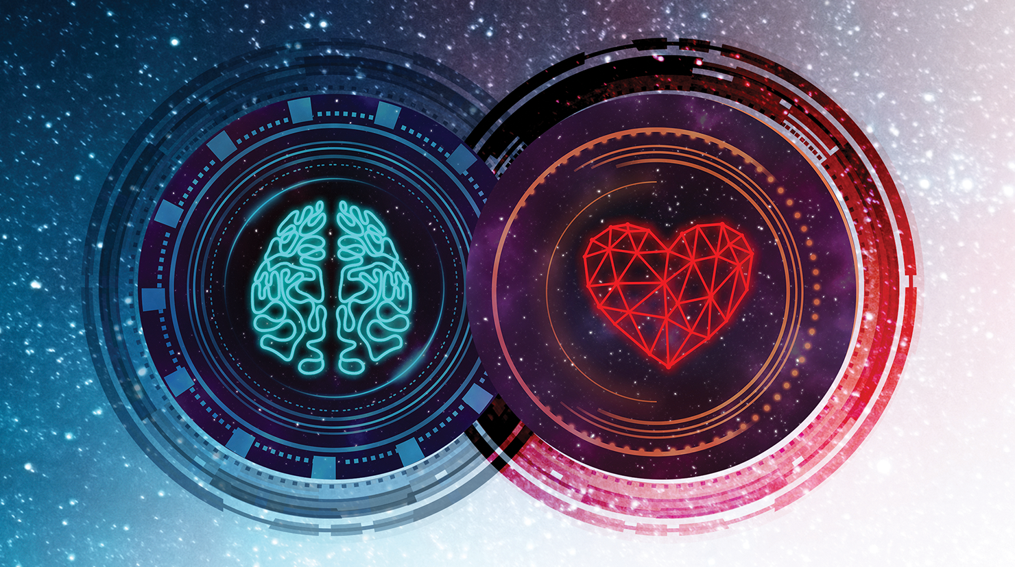 Conceptual image showing a brain and a heart next to each other